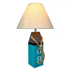 Coastal Blue Buoy Table Lamp 19.5" Nautical Beach Decor with Shade
