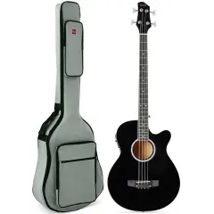 Best Choice Products 22-Fret Full Size Acoustic Electric Bass Guitar w/ 4-Band Equalizer, Truss Rod Black