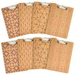 8 Pack Cute Clipboards Bulk Supply with Low Profile Clip - Wooden Clip Boards for Office, School, Classroom, Fits Letter Size 8.5x11 and A4 Paper (8.8 x 12.4 in) Brown