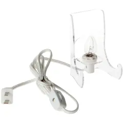 Plymor Clear Acrylic Lighted Flat Back Easel With Shallow Support Ledges, 4.5" H x 3.375" W x 2.75" D