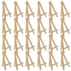 5" Mini Easel (24 Pack) - Natural Wooden A-Frame Tabletop Display Stand, Mini Easel Stand - Small Easels for Display, Small Canvases, Crafts, Business Cards, Signs, Photos, Gifts
