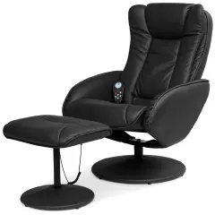 Best Choice Products Faux Leather Electric Massage Recliner Chair w/ Stool Ottoman, Remote Control, 5 Modes Black