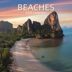 The Gifted Stationary 2026 Square Wall Calendar, Beaches, 16-Month Natural World Theme Hanging Calendar with 180 Reminder Stickers, Month Planner for Home or Creative Spaces, 12x12 In Multicolor