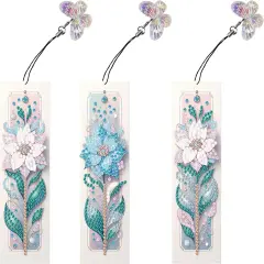 3pcs Flower Diamond Painting Bookmark Kits for Adult