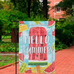 Northlight Hello Summer Ice Pop Outdoor Garden Flag 12.5" x 18" Pink