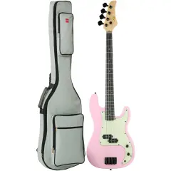 Best Choice Products Full Size Beginner 4-String Electric Guitar Bass Guitar w/ Padded Case Pink/Mint