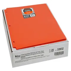C-Line 2-Pocket Poly Folder, 3 Hole Punched, Orange, Pack of 25