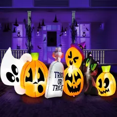 8 FT Long Halloween Inflatables Outdoor Decoration - Pumpkin Cat
