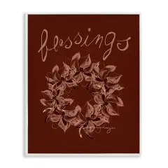 Blessings Brown Autumn Wreath Framed Giclee Art White