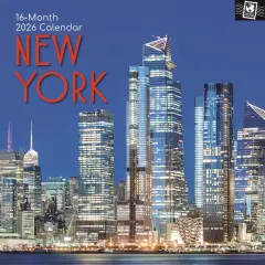 The Gifted Stationary 2026 Square Wall Calendar, New York, 16-Month Passport Collection Theme Hanging Calendar with 180 Reminder Stickers, Month Planner for Home, or Creative Spaces, 12x12 In Multicolor