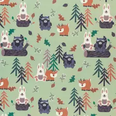 Mook Fabrics Buddies Printed PUL Fabric [60 in. Wide] - By The Yard Forest Buddies Green