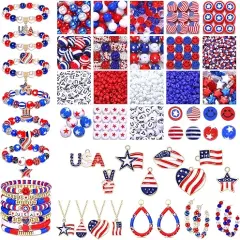 1050PCS+ American Flag Charms 4th of July Patriotic Beads