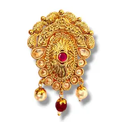 Golden Sari Brooch Indian Saree Lehenga Safety Pin Gold Tone Designer Bollywood Indian Wedding Bridal Jewelry Gift RUBY