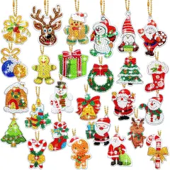 26 Pcs Christmas Diamond Painting Kits 5D DIY Diamond Key Chain