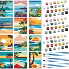 9 X12 Inch 12 Pack Paint by Number Kits Drawing Paintwork on Canvas Without Frame for Home Decor