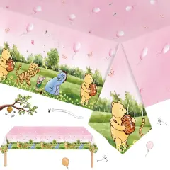 3PCS Pink Winnie Baby Shower Tablecloth