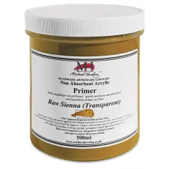 Michael Harding Non-Absorbent Acrylic Primer - Raw Sienna (Transparent), 500 ml, Jar