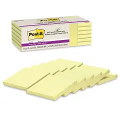 Post-it Recycled Super Sticky Notes - Canary Yellow, 3" x 3", Pkg of 12