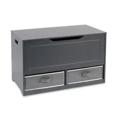 Badger Basket Up and Down Toy and Storage Box and Bench with Two Baskets - Charcoal