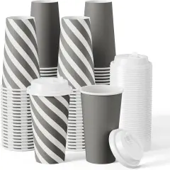100 Pack 20 oz Disposable Coffee Cup with Lids