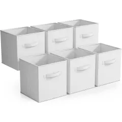 Sorbus Fabric Collapsible Cube Storage Bins Set (6 Pack) White