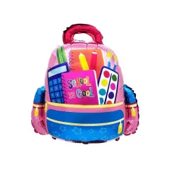 LA Balloons&reg; 24 Inch School Is Cool Backpack Pink Balloon