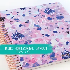 2025 Planner - Mini Horizontal Layout, Spiral Bound - "Purple Hydrangea" (#412)