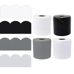 Carson Dellosa 260Ft Gray, Black and White Bulletin Board Borders, 4 Rolls of Scalloped Bulletin Board Border for Bulletin Board, White Board, Office D&eacute;cor, Classroom D&eacute;cor, Black and White D&eacute;cor