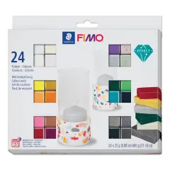 Staedtler Fimo Glitter Effect Polymer Clay - Assorted Colors, Set of 24
