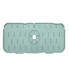 Handy Housewares Silicone Sink Faucet Drip Tray, Behind Faucet Water Catcher Drying Mat - 5.5" x 14.6", Prevents Water Splash and Keep Countertops Dry Green