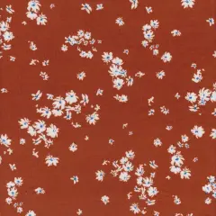 Floral Blossom Print Brushed DTY Knit Stretch Fabric 58/60" Wide RUST