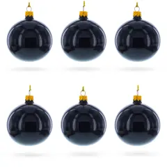Black Glossy Glass Ball Christmas Ornament 3.25 Inches