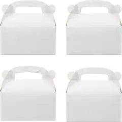 30-Pack White Party Favor Treat Boxes, Goodie Gable Paper Gift Boxes with Handles. Perfect for Wedding, Birthday, Graduation, Babyshower.