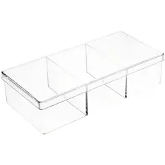 Pioneer Plastics 182C Clear Rectangular Plastic Container with Dividers, 6.75" W x 3.1875" D x 1.625" H