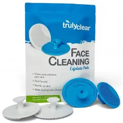Truly Clear: Face Cleansing Exfoliate Pads - 4pc, Reusable, Food-Grade Silicone, Antimicrobial, Soft Dual Bristles, Gentle Facial Scrubber Brushes