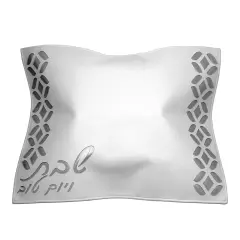 Leatherette Challah Cover with Laser Cut Design Silver