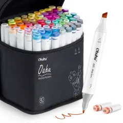 Ohuhu Oahu 80 Colors Alcohol-Based Markers - Dual Tip Chisel & Fine