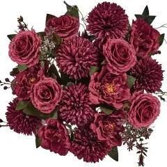 Burgundy Silk Flowers Bouquet