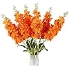 Orange Fake Flowers Larkspur Realistic Faux