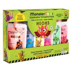 Abroli Monster Color Washable Tempera Paint Set 6/Pkg-Neon Colors