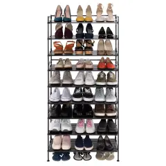 Seville Classics 3-Tier HOME Resin Slatted Shoe Rack Espresso