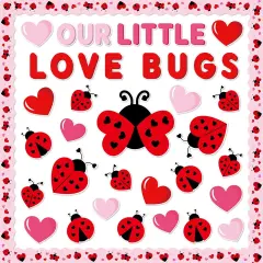 Valentine's Day Bulletin Board Decorations Love Bug Paper Cutouts