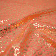 Loud Leo Foil Printed Spandex Fabric Coral/Gold