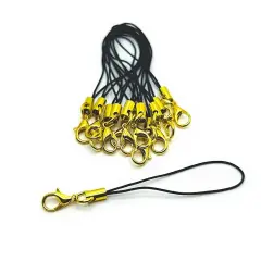 4, 20 or 50 Pieces: Black and Gold Cell Phone Lanyard Wrist Straps