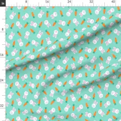 Various Fabrics by the Yard or Fat Quarter Bunnies Aqua Easter Spring Rabbit Bunny Carrot Custom Printed Fabric by Spoonflower