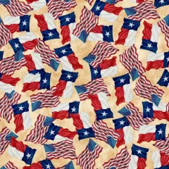 ATXSH Brown Flag Of Texas Cotton 44"/45" Fabric Per Yard