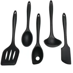 Chef Craft 5 Piece Premium Silicone Kitchen Tool and Utensil Set Black