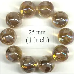 JELLYFISH Pink/Peach Fairy Glass Marbles 25mm (1 inch) SHOOTER Taw Lot