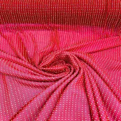 1 Yard Iridescent Rhinestone Stretch Mesh Fabric AB Crystal Power Net For Costumes & Fashion 54&rdquo; Wide Red