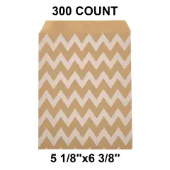 Eco-Friendly White Paper Merchandise Bags 5 1/8" x 6 3/8" Wide Chevron